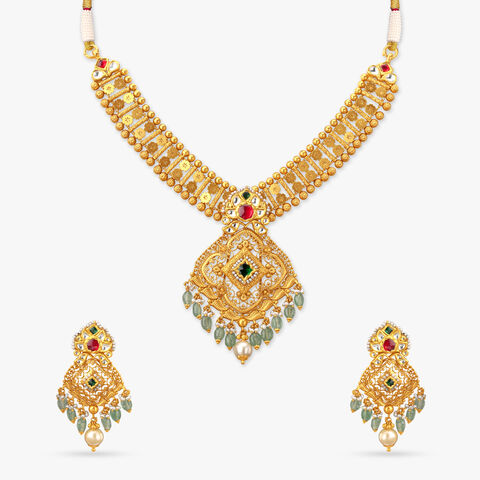 Jaalidar Kali Gold Necklace set