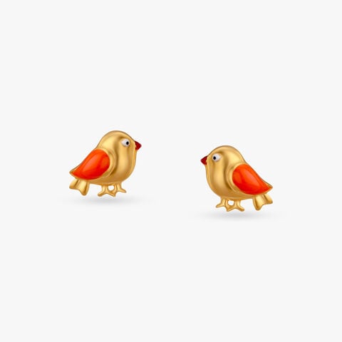 Little Birdie Gold Stud Earrings for Kids