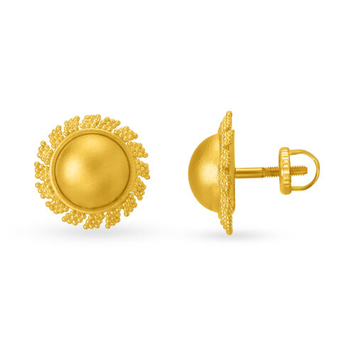 Celestial Yellow Gold Beaded Stud Earrings