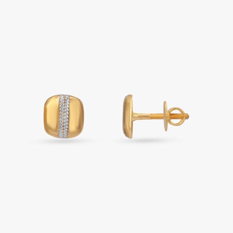 Woven Stripe Gold Stud Earrings