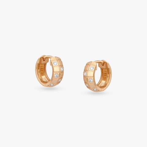 Modern Grid Diamond Hoop Earrings For Men