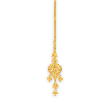 Alluring 22 Karat Yellow Gold Filigree Leaf Maang Tikka