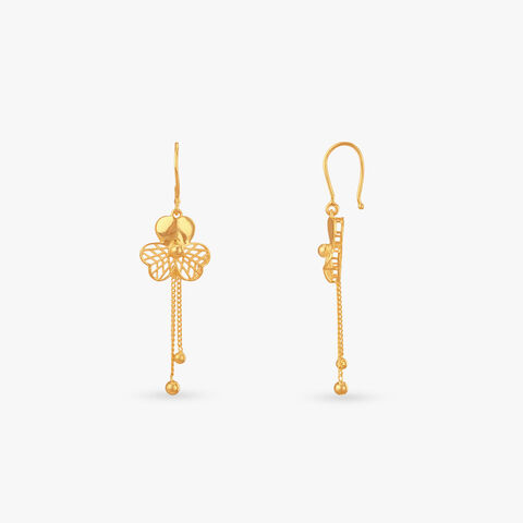 Graceful Bloom Gold Drop Earrings