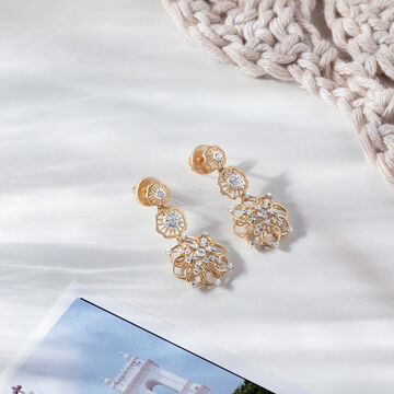 Crochet Sparkle Gold and Diamond Drop Earrings