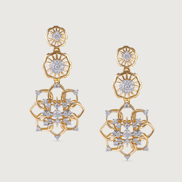Crochet Sparkle Gold and Diamond Drop Earrings 3