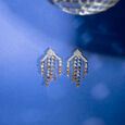 Retro Rhythm Gold & Diamond Drop Earrings 2