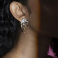 Retro Rhythm Gold & Diamond Drop Earrings 4