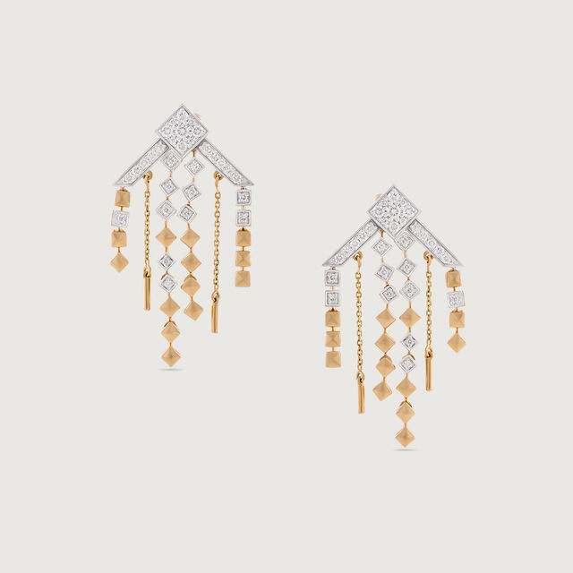 Retro Rhythm Gold & Diamond Drop Earrings 5