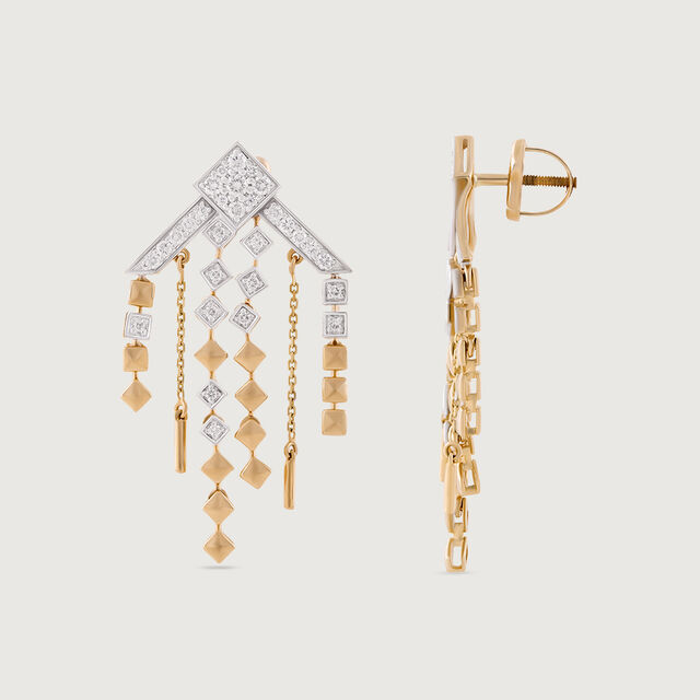 Retro Rhythm Gold & Diamond Drop Earrings 6