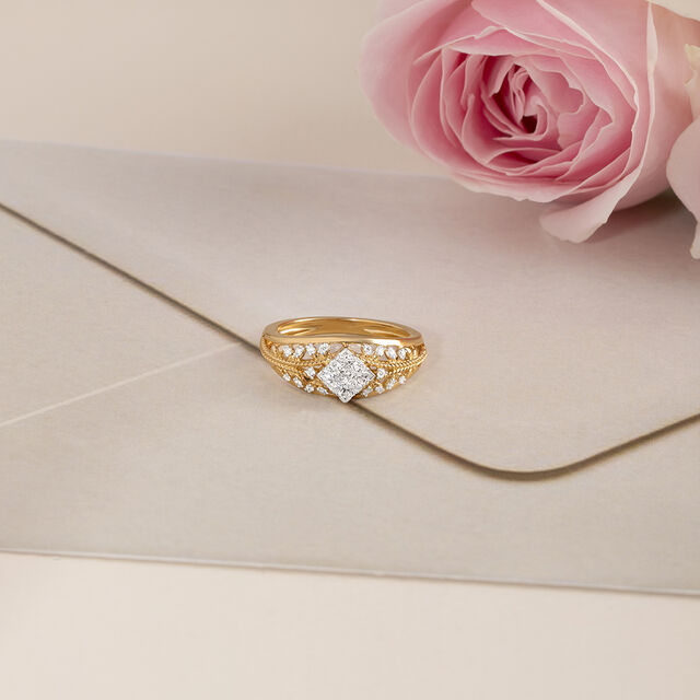 Bling Romance Gold & Diamond Finger Ring 