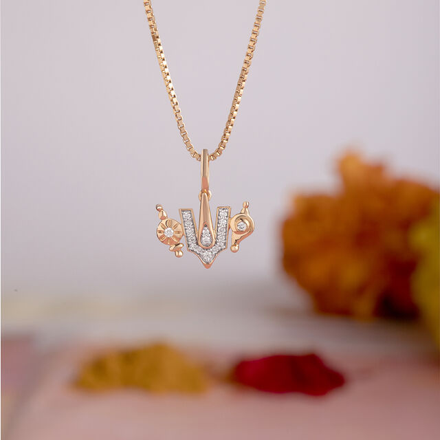 Balaji Shankh Chakra Namah Gold and Diamond Pendant 