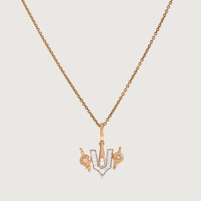 Balaji Shankh Chakra Namah Gold and Diamond Pendant 2