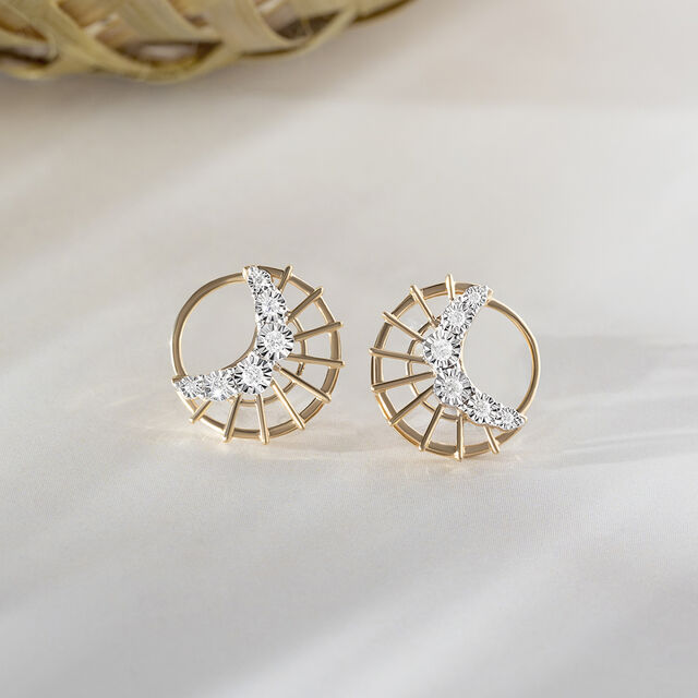 Basketry Glam Gold and Diamond Stud Earrings 