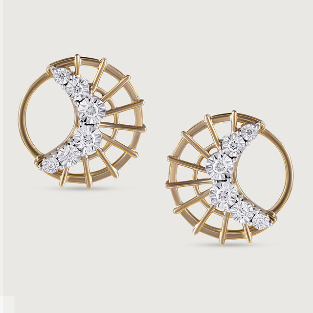 Basketry Glam Gold and Diamond Stud Earrings 3
