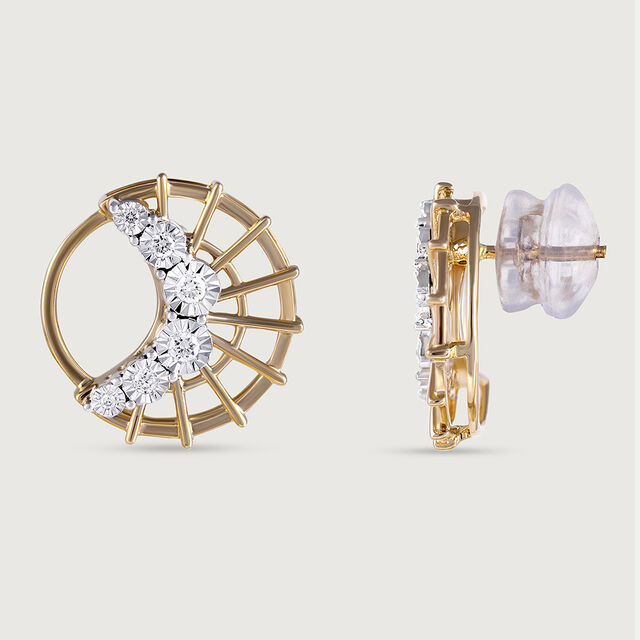 Basketry Glam Gold and Diamond Stud Earrings 4
