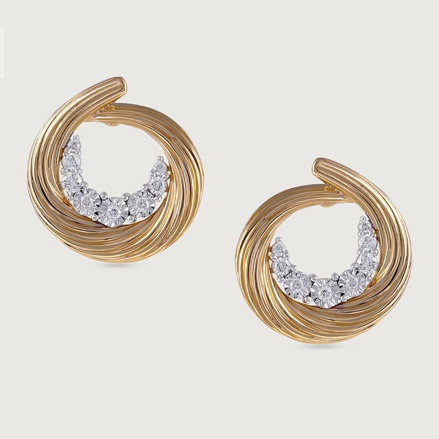 Basketry Bliss Gold and Diamond Stud Earrings 3