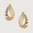 Basketry Flow Gold and Diamond Stud Earrings 3
