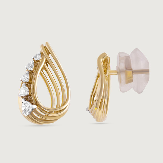 Basketry Flow Gold and Diamond Stud Earrings 4