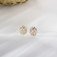 Basketry Glow Gold and Diamond Stud Earrings 