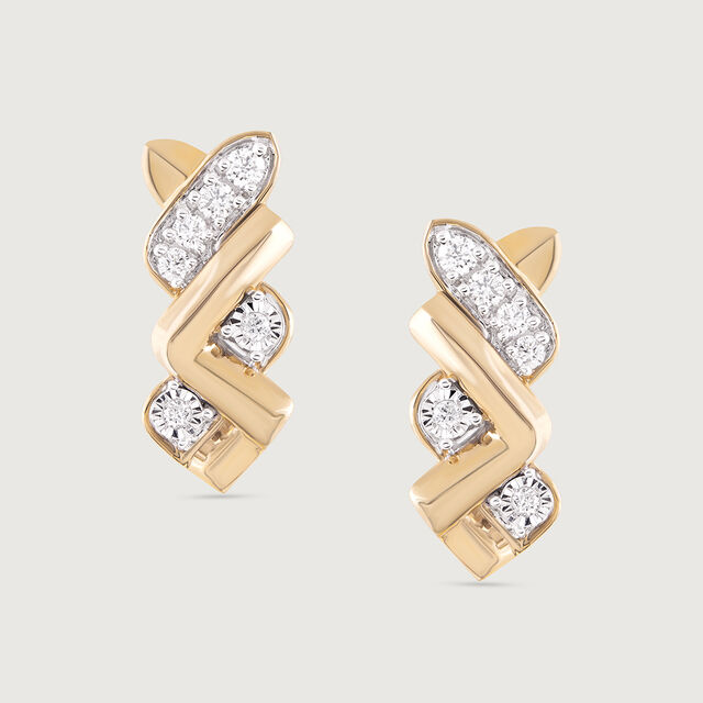 Basketry Spark Gold and Diamond Stud Earrings 3
