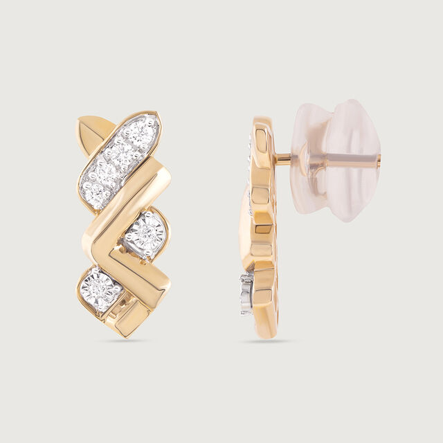 Basketry Spark Gold and Diamond Stud Earrings 4