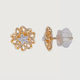 Crochet Bloom Gold and Diamond Stud Earrings 4