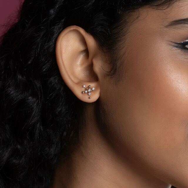 Electric Sequin Gold & Diamond Stud Earrings 2