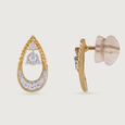 Glitzy Sequin Gold & Diamond Stud Earrings 4