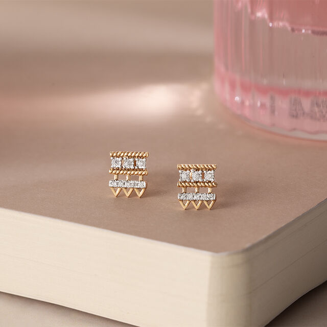 Twisted Harmony Gold & Diamond Stud Earrings 