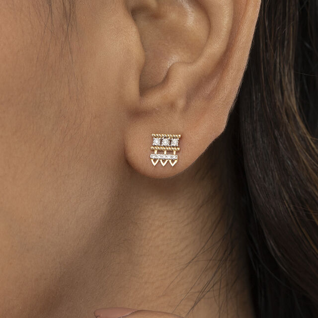 Twisted Harmony Gold & Diamond Stud Earrings 2