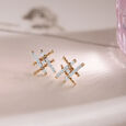 Chevron Grace Gold & Diamond Stud Earrings 