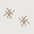 Chevron Grace Gold & Diamond Stud Earrings 3