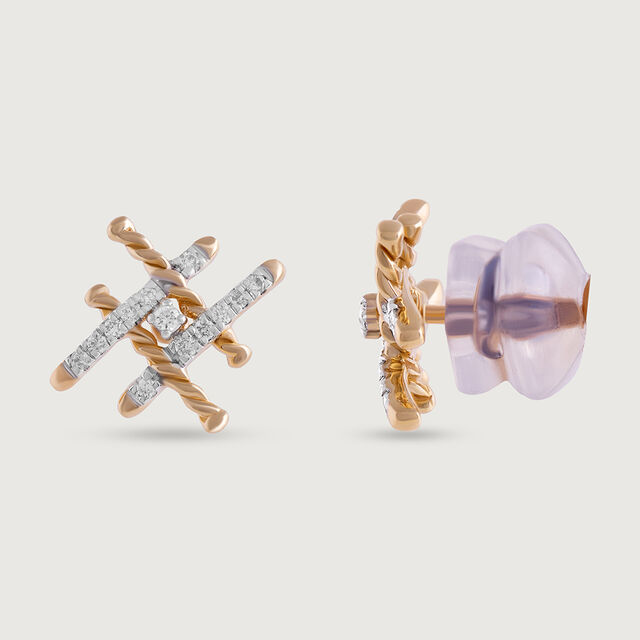 Chevron Grace Gold & Diamond Stud Earrings 4