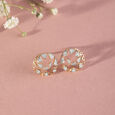 Sequin Grid Gold & Diamond Stud Earrings 
