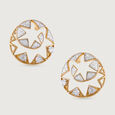 Sequin Grid Gold & Diamond Stud Earrings 2
