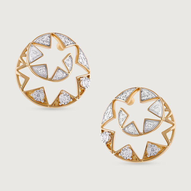 Sequin Grid Gold & Diamond Stud Earrings 2