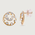 Sequin Grid Gold & Diamond Stud Earrings 4