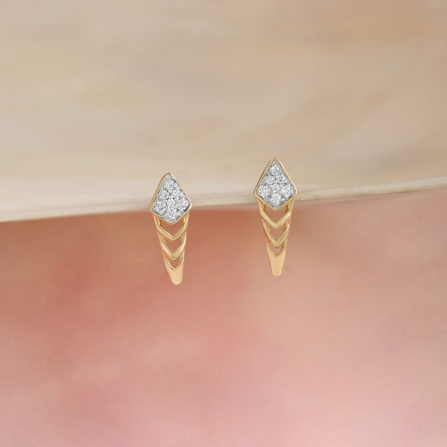 Sequine Radiance Gold & Diamond Stud Earrings 