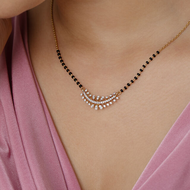 Crescent Sparkle Gold and Diamond Mangalsutra 2
