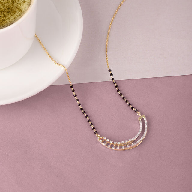 Elegant Curve Gold and Diamond Mangalsutra 