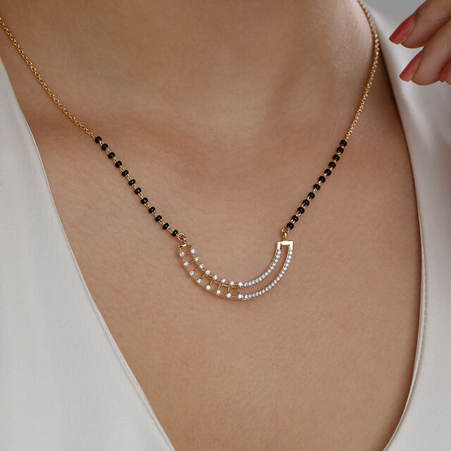 Elegant Curve Gold and Diamond Mangalsutra 2