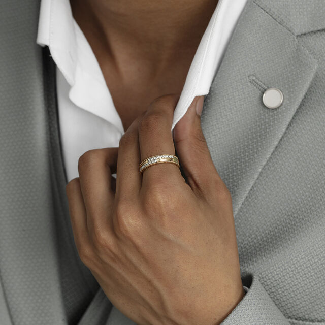 Layered Precision Gold & Diamond Finger Ring for Men 2