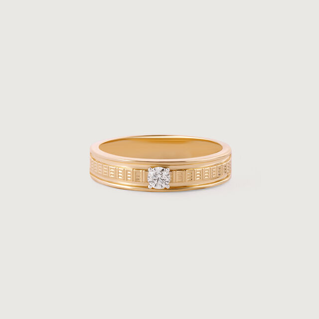 Gridlocked Style Gold & Diamond Finger Ring for Men