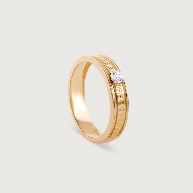 Gridlocked Style Gold & Diamond Finger Ring for Men