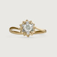 Bold 18 Karat Yellow Gold And Diamond Textured Finger Ring 4