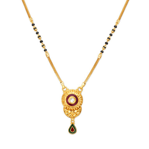 Carved Floral Motif Gold Mangalsutra