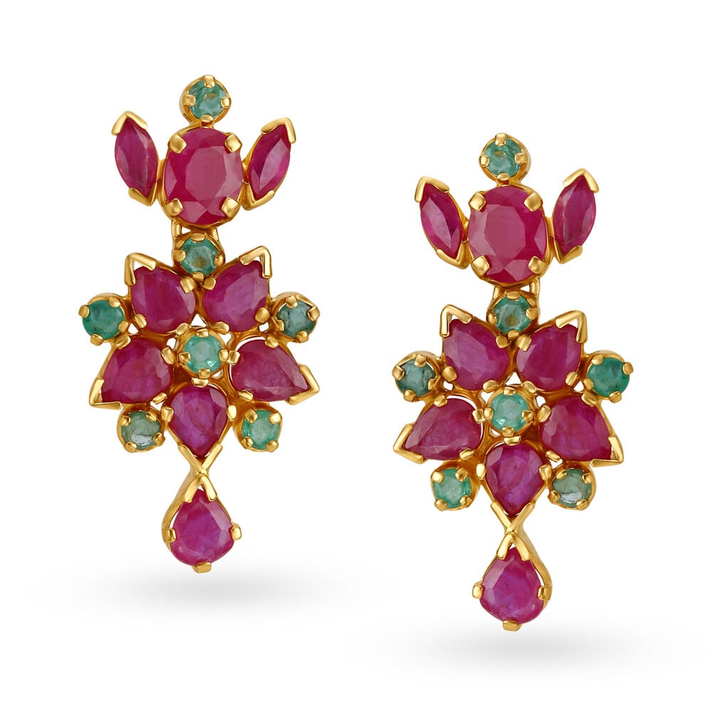 Ruby emerald earrings clearance tanishq