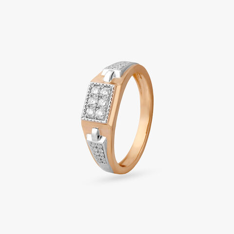 Bold Geometric Diamond Ring For Men