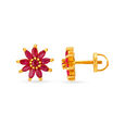 Mesmerizing 22 Karat Gold And Ruby Bloom Stud Earrings,,hi-res image number null