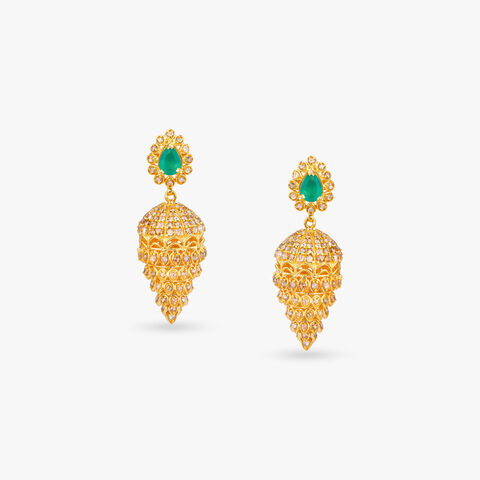 Dual Heritage Gold Jhumka Earrings
